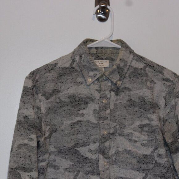 Club Monaco Gray Military Print Button Down Slim Fit Dress Shirts women Size XS - Picture 4 of 12